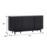 Ezra 70" Modern Curved Solid Wood Sideboard Cabinet Thumbnail