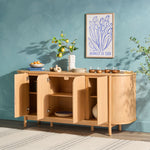 Ezra 70" Modern Curved Solid Wood Sideboard Cabinet Thumbnail