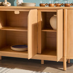 Ezra 70" Modern Curved Solid Wood Sideboard Cabinet Thumbnail