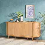 Ezra 70" Modern Curved Solid Wood Sideboard Cabinet Thumbnail