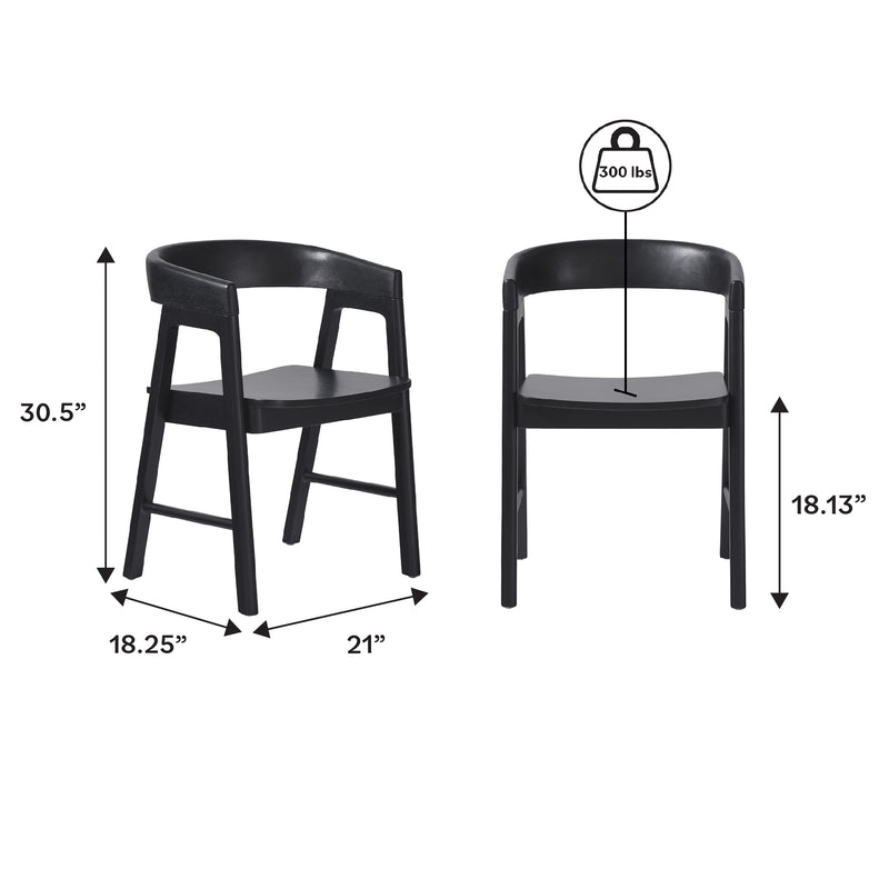 Ezra Modern Solid Wood Rounded Back Dining Chair (Set of 2)