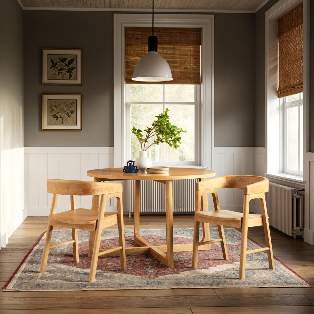 Ezra Modern Solid Wood Rounded Back Dining Chair (Set of