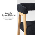 Ezra Modern Solid Wood Dining Chair with Boucle Upholstery (Set of 2) Thumbnail