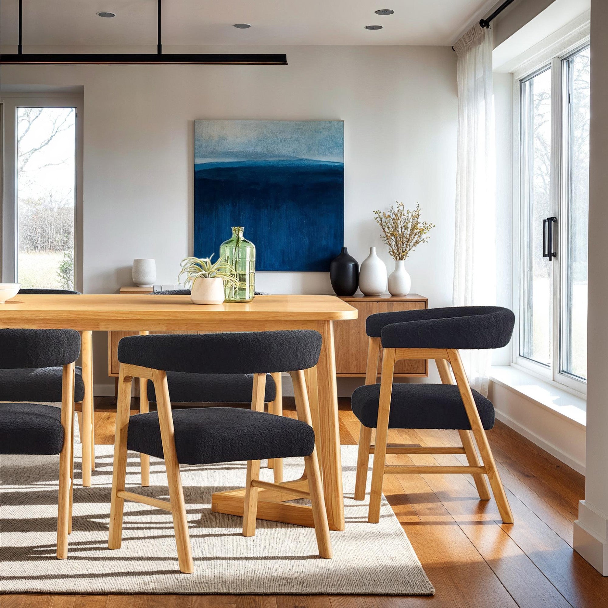 Ezra Modern Curved Bouclé Dining Chair | Walker Edison
