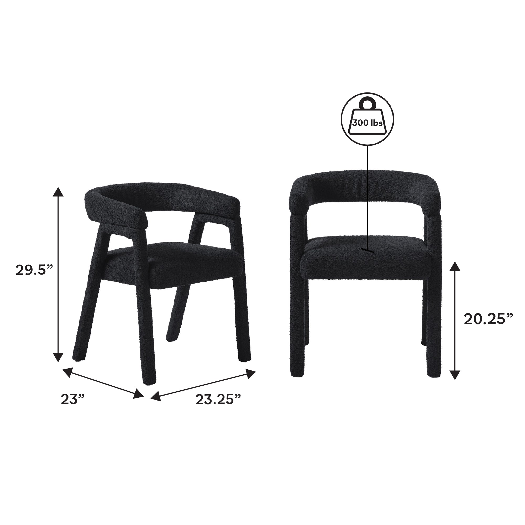 Ezra Modern Boucle Solid Wood Rounded Back Dining Chair - Thumbnail 5