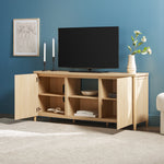 Flynn Scandinavian Reeded TV Stand with Storage Thumbnail