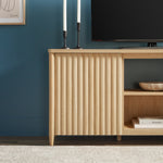 Flynn Scandinavian Reeded TV Stand with Storage Thumbnail