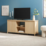 Flynn Scandinavian Reeded TV Stand with Storage Thumbnail