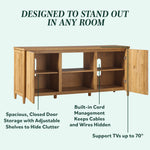 Flynn Scandinavian Reeded TV Stand with Storage Thumbnail