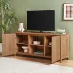 Flynn Scandinavian Reeded TV Stand with Storage Thumbnail