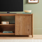 Flynn Scandinavian Reeded TV Stand with Storage Thumbnail