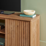 Flynn Scandinavian Reeded TV Stand with Storage Thumbnail