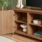 Flynn Scandinavian Reeded TV Stand with Storage Thumbnail