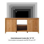 Flynn Scandinavian Reeded TV Stand with Storage Thumbnail