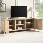 Flynn Scandinavian Reeded TV Stand with Storage Thumbnail