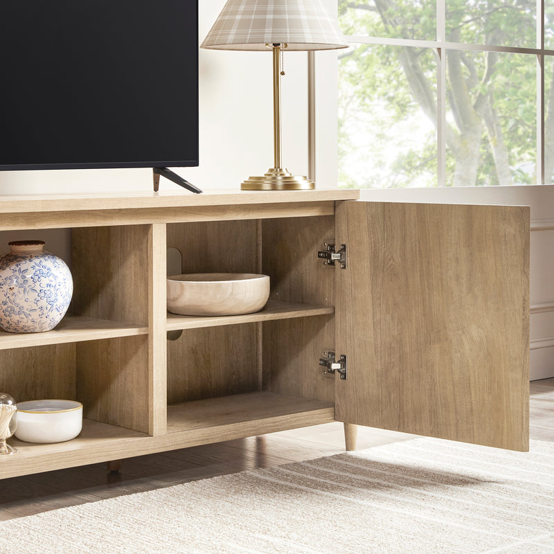 Flynn Scandinavian Reeded TV Stand with Storage