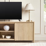 Flynn Scandinavian Reeded TV Stand with Storage Thumbnail