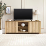 Flynn Scandinavian Reeded TV Stand with Storage Thumbnail