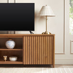 Flynn Scandinavian Reeded TV Stand with Storage Thumbnail