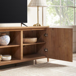 Flynn Scandinavian Reeded TV Stand with Storage Thumbnail