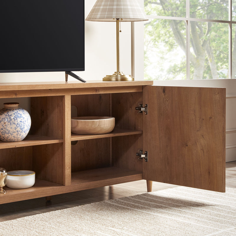 Flynn Scandinavian Reeded TV Stand with Storage