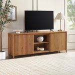 Flynn Scandinavian Reeded TV Stand with Storage Thumbnail