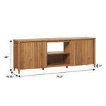 Flynn Scandinavian Reeded TV Stand with Storage Thumbnail