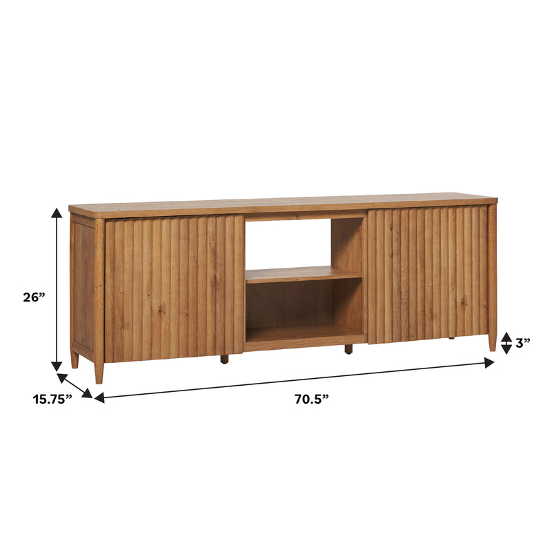 Flynn Scandinavian Reeded TV Stand with Storage