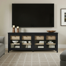 Harlow Modern Easy Assembly Glass Door 70” Sideboard TV Stand