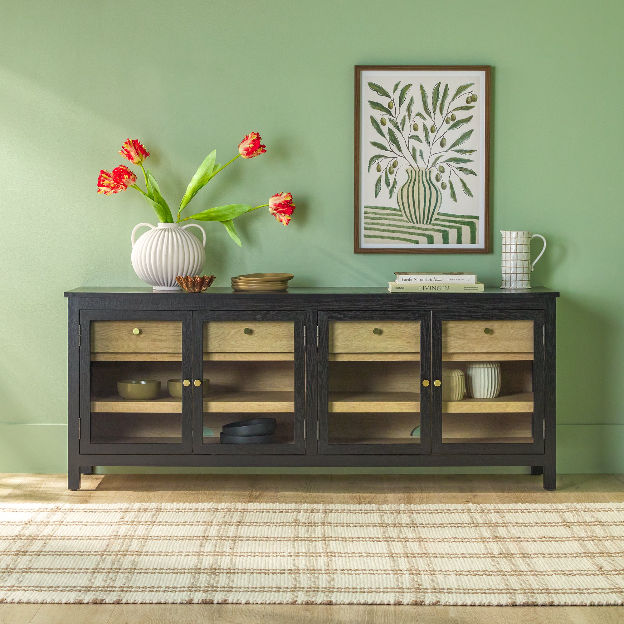 Harlow 70-Inch EZ Assembly Glass Door Sideboard | Walker Edison