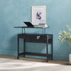 Holmes Modern Scandinavian Reeded Writing Desk with Lift Top Living Room Walker Edison Black 