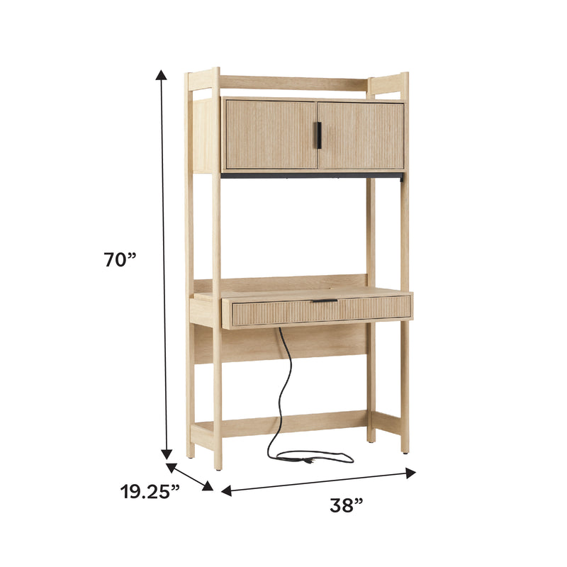 Holmes Modern Scandinavian Reeded Writing Storage Desk with USB