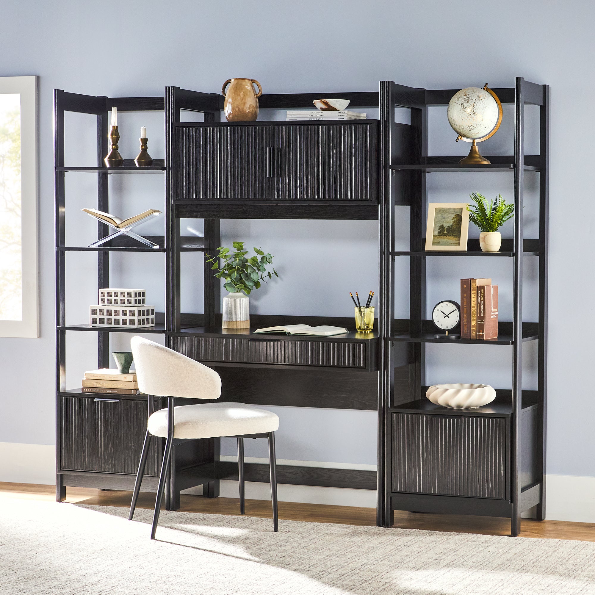 Holmes Modern Scandinavian Reeded Writing Storage Desk with USB ...