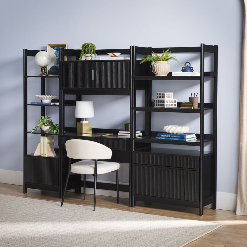 Holmes Modern Scandinavian Reeded Wide Bookshelf