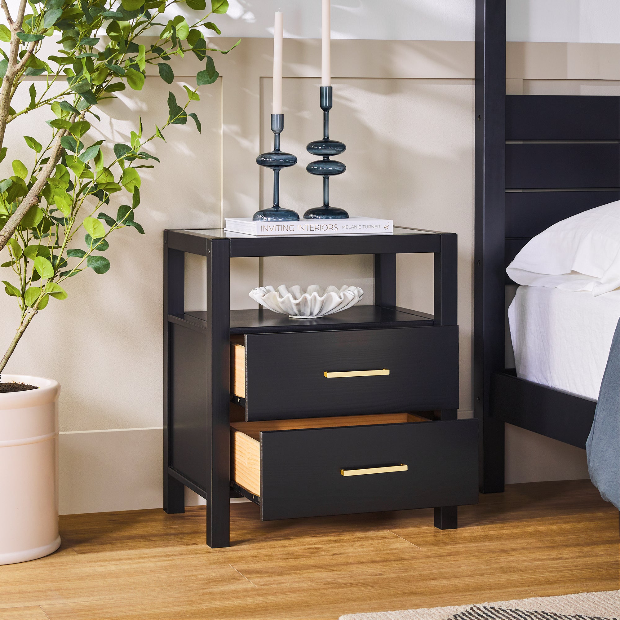 Isla Modern Solid Wood Nightstand with Storage | Walker Edison