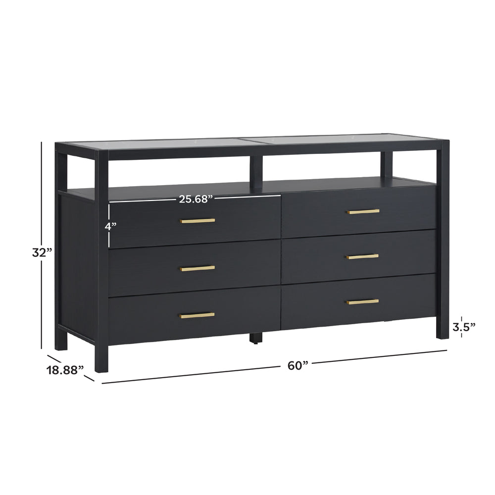 blue dress for baby girl Isla Modern Easy Assembly Solid Wood 6-Drawer Dresser with Glass Top –  Walker Edison