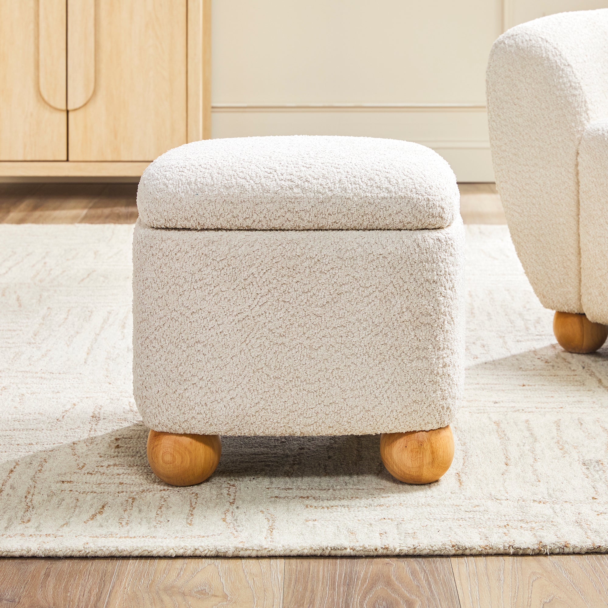 Linley Contemporary Boucle Easy Assembly Upholstered Small Storage