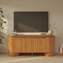 Maya Modern Curved Wood 70" TV Stand Sideboard