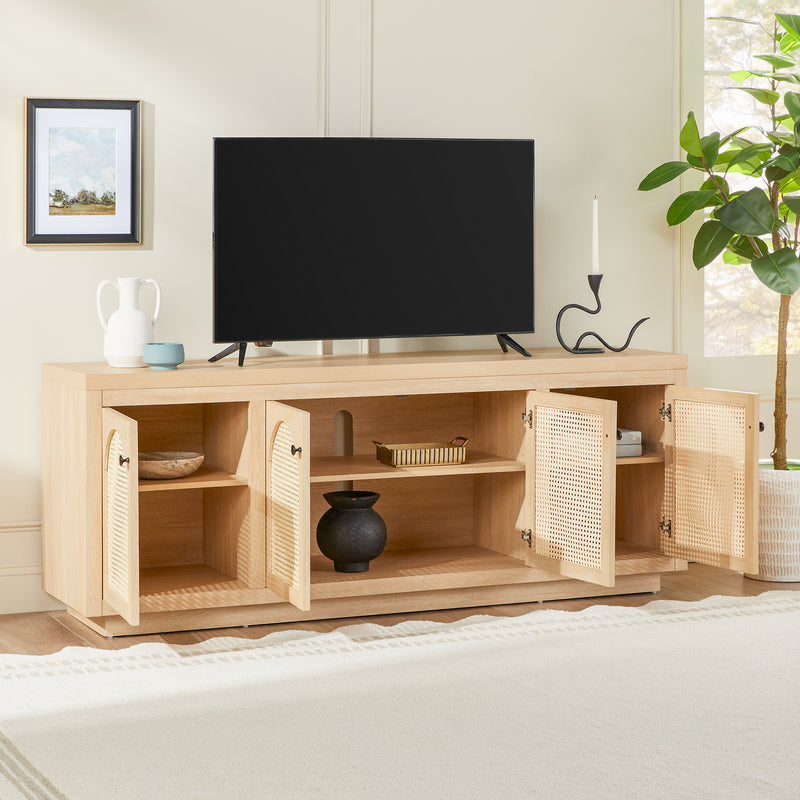 Sasha Contemporary TV Stand and Sideboard with Rattan Doors for up to 80" TV