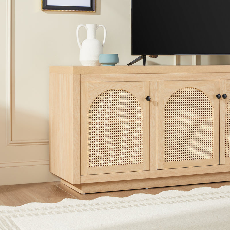 Sasha Contemporary TV Stand and Sideboard with Rattan Doors for up to 80" TV