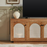 Sasha Contemporary TV Stand and Sideboard with Rattan Doors for up to 80" TV Thumbnail