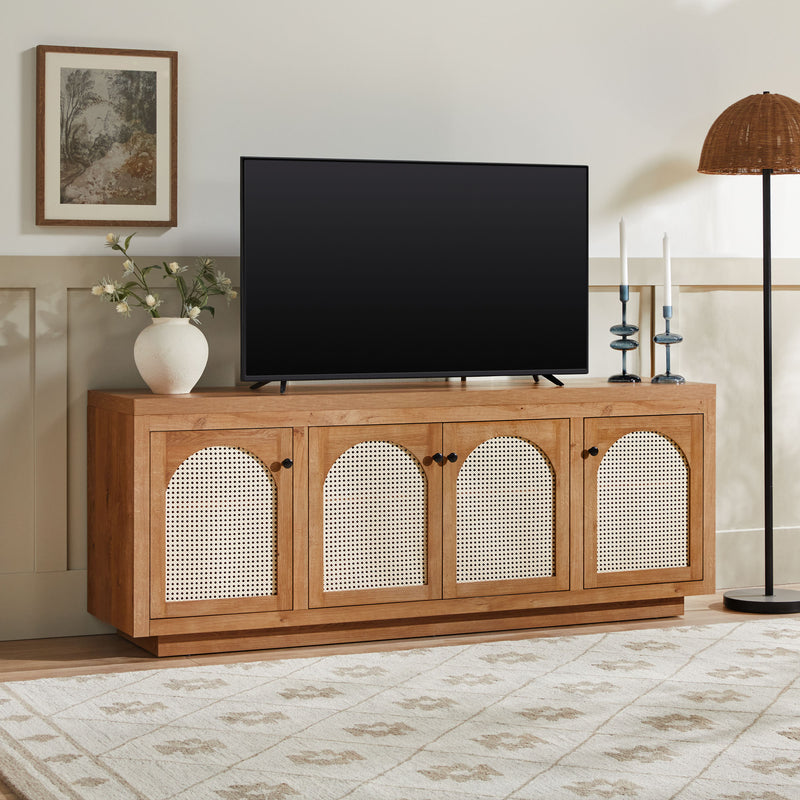 Sasha Contemporary TV Stand and Sideboard with Rattan Doors for up to 80" TV