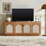 Sasha Contemporary TV Stand and Sideboard with Rattan Doors for up to 80" TV Thumbnail