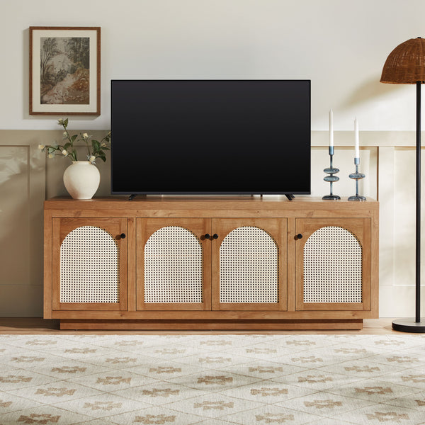 Sasha Contemporary TV Stand and Sideboard with Rattan Doors for up