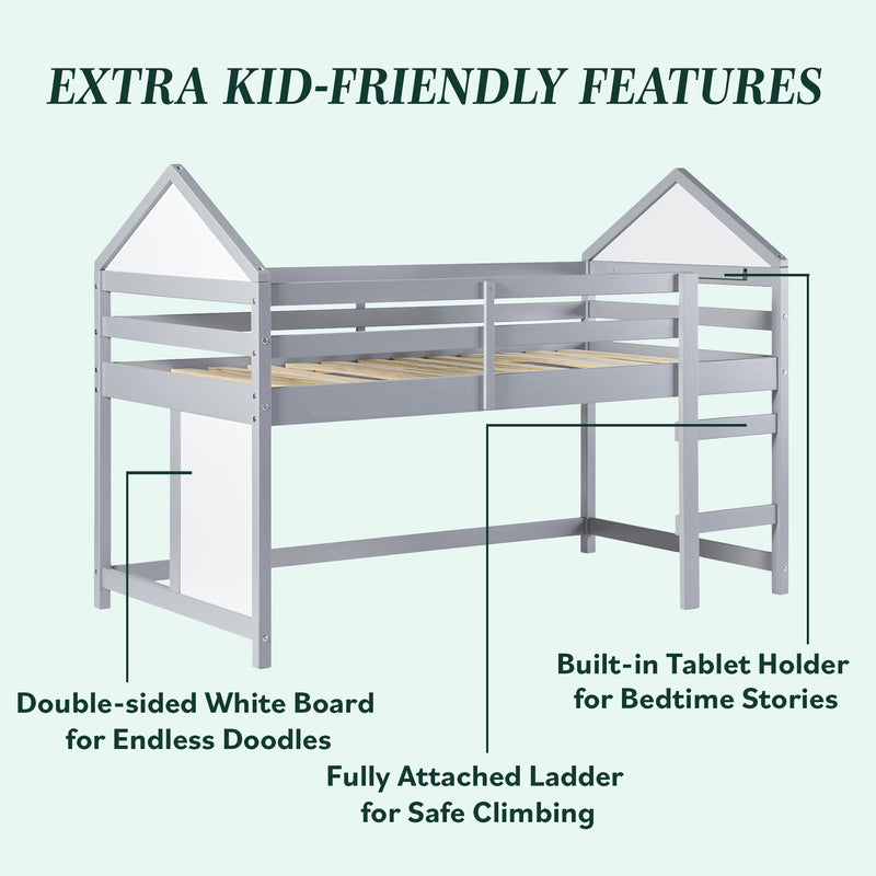 Skyler Contemporary Wood Low Loft Bunk Bed