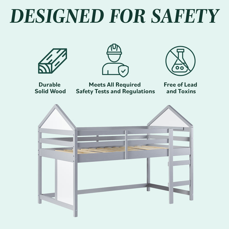 Skyler Contemporary Wood Low Loft Bunk Bed