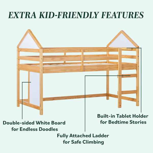 Skyler Contemporary Wood Low Loft Bunk Bed