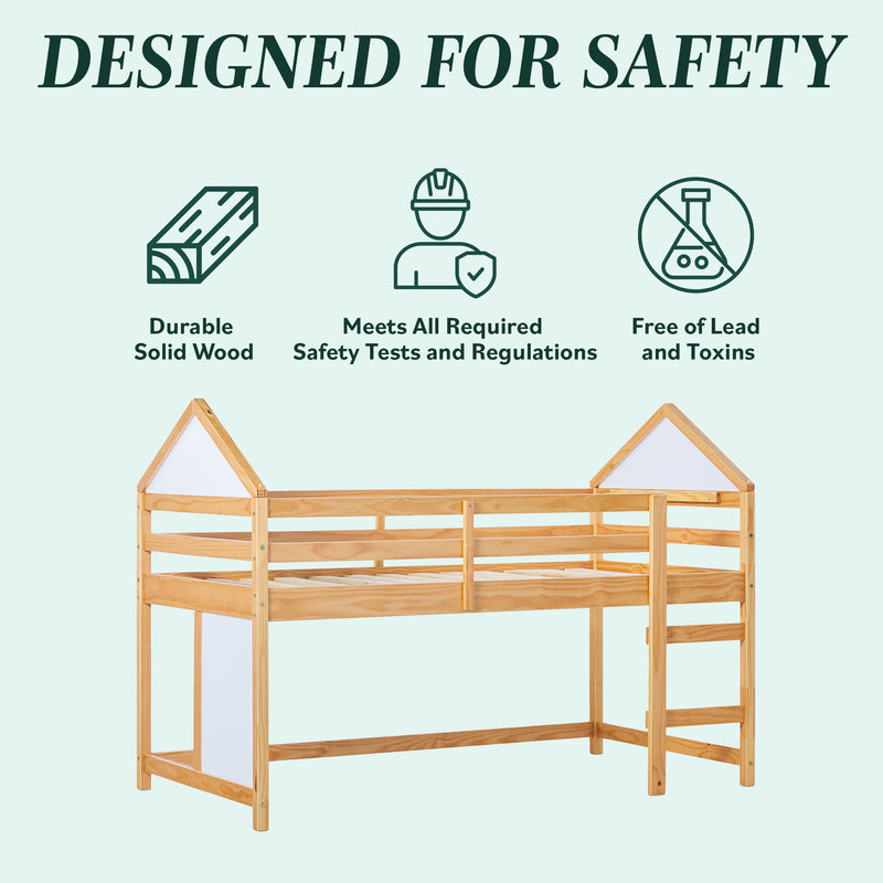 Skyler Contemporary Wood Low Loft Bunk Bed