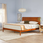 Cama Slatted Headboard Mid-Century Modern Solid Wood Bed Thumbnail