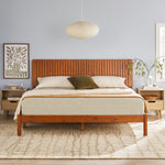 Cama Slatted Headboard Mid-Century Modern Solid Wood Bed Thumbnail